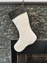 Christmas stocking white with gray lamb's wool